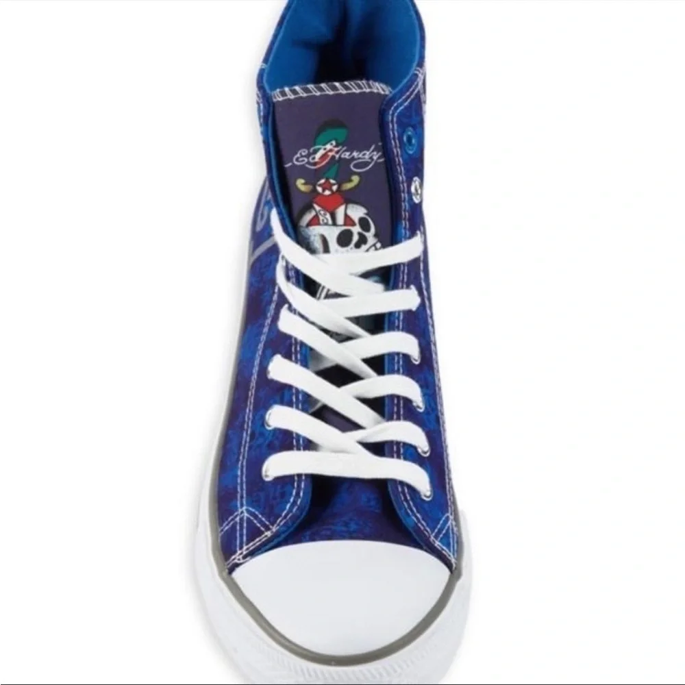 SALE!!! Final!!! Ed Hardy high top sneaker blue skull print size 11 - Picture 5 of 11